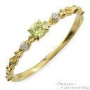 ペリドット リング ダイヤモンド 指輪 k18 ゴールド イエローゴールド クラシカル 18k 18金 華奢 レディース アンティーク 8月 誕生石 天然石 カラー かわいい 重ねづけ