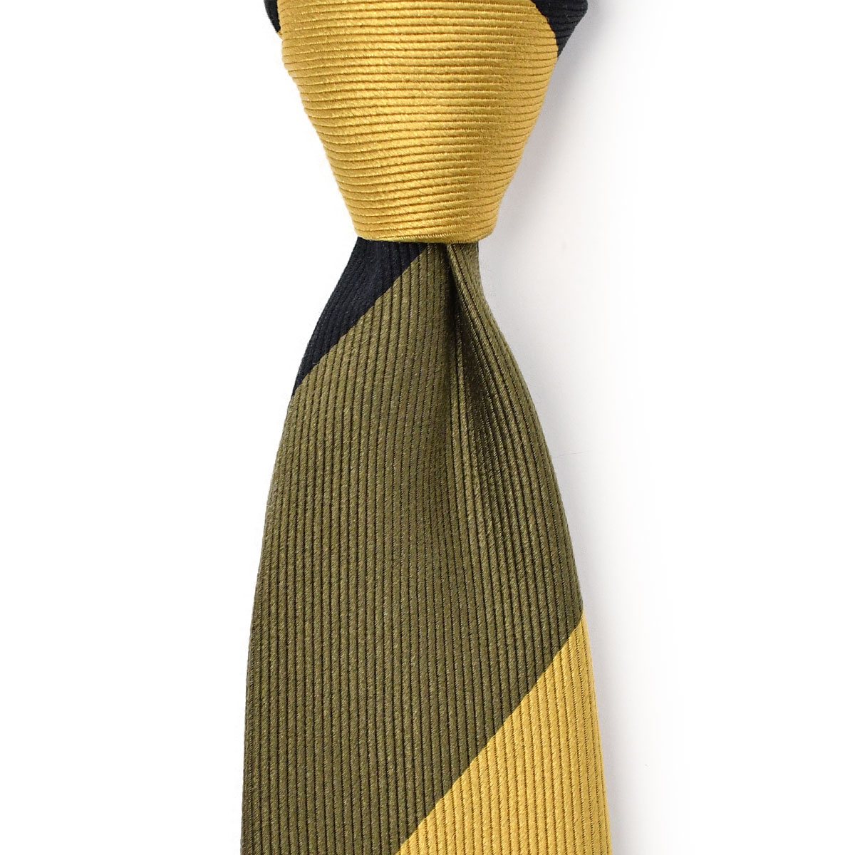 Atto Vannucci【アットヴァンヌッチ】ネクタイ 80044 セッテピエゲ シルク ストライプ ベージュ×ブラック×カーキ