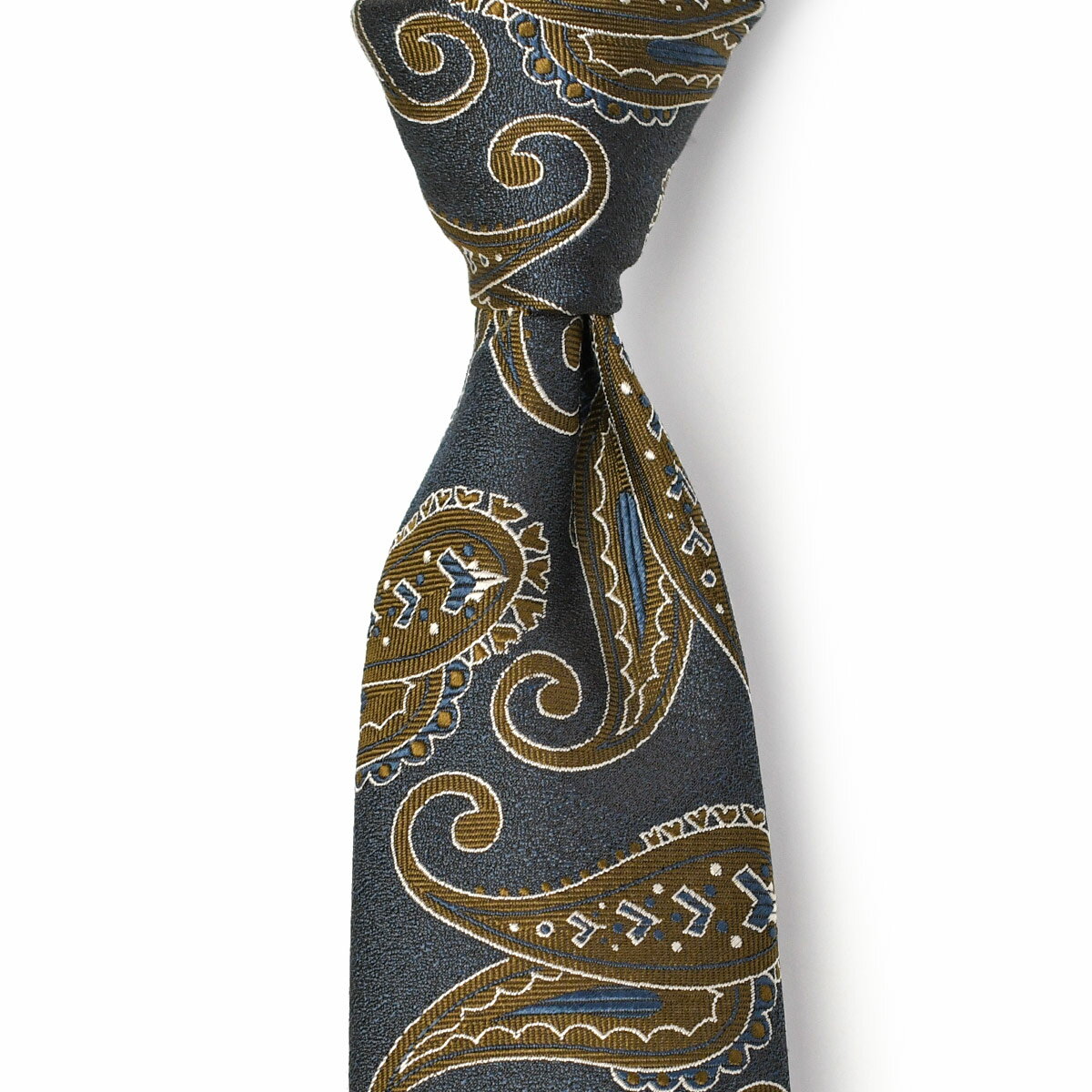 Atto Vannucci【アットヴァンヌッチ】ネクタイ 30263 セッテピエゲ シルク ペイズリー ネイビー×ブラウン