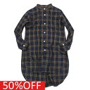 【アーチ&ライン ARCH&LINE 子供服】 セール 【40%OFF】 CHECK STAND COLLAR ロングシャツ キャメル(43)a147a175a178a184a