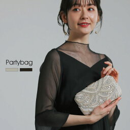 kana <strong>ビーズ刺繍</strong> 2Way <strong>パーティーバッグ</strong> 結婚式 バッグ バック カバン ビーズ かばん 鞄 大きめ ゴールド パール 黒 ベージュ ブラック クラッチ クラッチバッグ クラッチバック サブバッグ サブバック レディース パーティバッグ