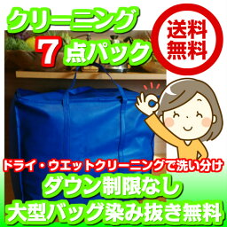 サイズ(33×55×46）大型バッグ7点 ファーの付属品洗い・<strong>保管</strong>も無料対応120cm以下の子供服が3枚で大人1点分(2セットまで)ダウン制限なし・染み抜き無料衣類<strong>クリーニング</strong>7点東北・関東・中部・関西宅配<strong>クリーニング</strong>【送料無料】