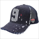 YOSHINORI KOTAKE(ヨシノリコタケ) 9 LOGO STUDS DRIP DENIM MESH CAP (キャップ) INDIGO 251-001124-017x【新品】