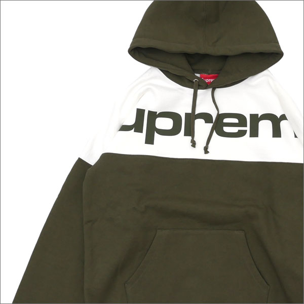 SUPREME(Vv[) Blocked Hooded Sweatshirt (XEFbgp[J[) DK OLIVE 211-000502-145+yViz