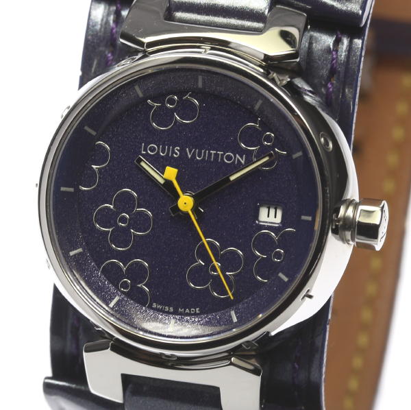 Pre-owned Louis Vuitton Tambour PM Lovely Q121B Leather Quartz Ladies Watch,AS | eBay