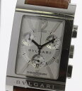 【BVLGARI】ブルガリ RTC49S レッタンゴロ クロノグラフ QZ 社外革ベルト メンズ★箱・保付【17075】【中古】