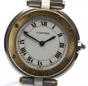 【CARTIER】カルティエ サントス ラウンド YG/SS クォーツ レディース♪【中古】【170704】