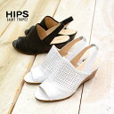 【SALE】【送料無料】HIPS(ヒップス)バックストラップウェッジソールサンダル239073(サンダル ウエッジソール オープントゥー バックストラップ シルバー ブラック レディース)