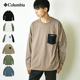 【クロネコゆうパケット送料無料】 COLUMBIA <strong>コロンビア</strong> ヤングストリートロングスリーブクルーTシャツ / メンズ ポケット付きロングスリーブTシャツ 長袖 ロンT ワンポイントロゴ ポケットTシャツ 紫外線防止 UVカット アウトドア 23FW 23SS PM0421