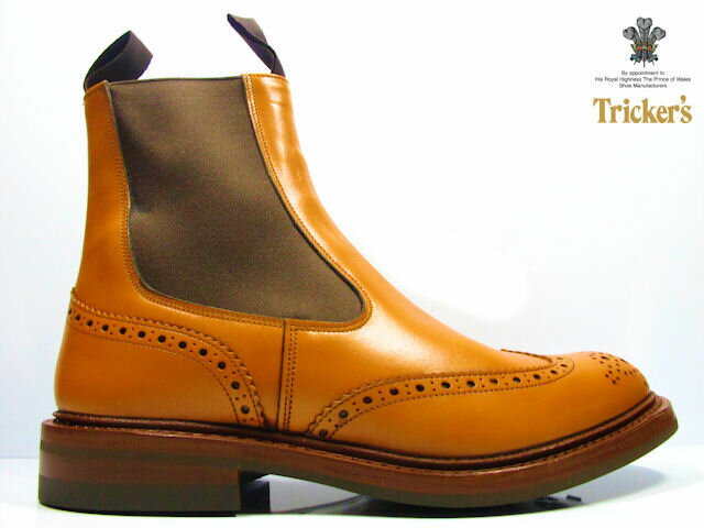 【6/5再入荷！】 【店内全品大特価!!】 トリッカーズ TRICKER'S ACORN ANTIQUE M2754 ELASTIC SIDED BROGUE BOOTS HENRY SIDE GORE ダイナイトソール エイコン アンティークエラスティック ブローグ ブーツ◆レビューのお約束で送料無料！Tricker's トリッカーズ