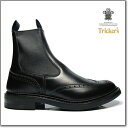 トリッカーズ TRICKER'S BLACK BOX CALF M2754 ELASTIC SIDED BROGUE BOOTS HENRY SID