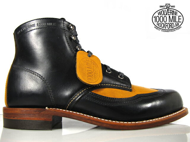 ウルヴァリン WOLVERINE ADDISON BOOT TWO TONE WINGTIP W05922 BLACK × TAN ウルバリン アディソン ブーツ ブラック × タン ウィングチップ ビブラムソール 1000マイル◆