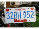直輸入USED ガンショット プレートAlabama 32BH 952 アメリカのユーズドナンバープレート アメリカ雑貨 アメリカン雑貨