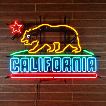 ネオンサイン/CALIFORNIAカリフォルニア州の州旗デザイン【ネオン管、インテリア、ガレージング、アメリカン雑貨】