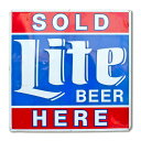 看板 アメリカ直輸入USED看板 Lite Beer SOLD HERE 縦91.5×横91.5cm アルミ製 スクエア 販促ディスプレーサイン アメリカン雑貨