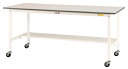 ####u.ヤマキン/山金工業【SUPC-960T-WW】ワークテーブル 150シリーズ 移動式 H825mm 半面棚板付 組立式
