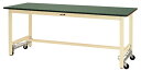 ####u.ヤマキン/山金工業【SWRUH-1575-GI】ワークテーブル 300シリーズ ワンタッチ移動タイプ H900mm 塩ビシート天板(グリーン) アイボリー 組立式