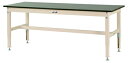 ####u.ヤマキン/山金工業【SVRA-1890-GI】ワークテーブル 800シリーズ 固定式 高さ調整タイプ 塩ビシート天板(グリーン) アイボリー 組立式