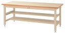 ####u.ヤマキン/山金工業【SSM-1575TS1-II】ワークテーブル スーパータイプ 固定式 中間棚 H740mm メラミン天板 アイボリー 組立式