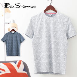 ベンシャーマン Ben Sherman <strong>Tシャツ</strong> フローラル フラワー 2色 ダークブルー ライトブルー メンズ 花柄 コットン メンズ ギフト トラッド