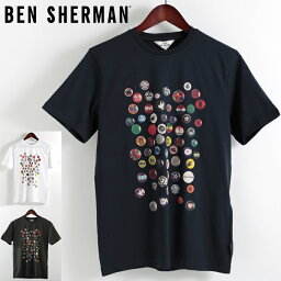 ベンシャーマン メンズ <strong>Tシャツ</strong> Ben Sherman ピンバッジ 3色 オリーブ ダークネイビー ホワイト ギフト トラッド