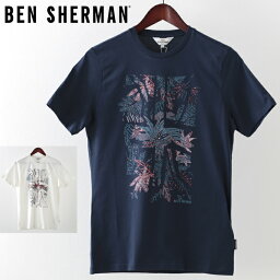 ベンシャーマン メンズ <strong>Tシャツ</strong> Ben Sherman トロピカル ユニオン 2色 ダークネイビー ホワイト ギフト トラッド