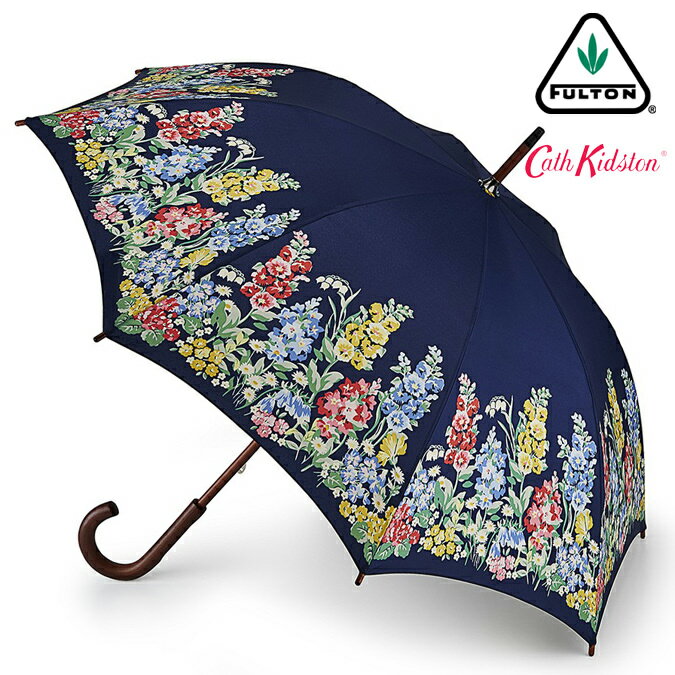 キャスキッドソン 傘 Cath Kidston x FULTON フルトン ケンジントン ハーベイシャスボーダー ネイビー レディース 長傘 かさ プレゼント ギフト