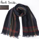 セール SALE PAUL SMITH メンズ マフラー ポールスミス スカーフ ウール マルチボーダー 2色 大判 ネイビー ブラック モッズファッション ギフト ロング 長い トラッド