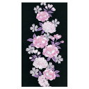 有職(R) 和装小物 刺繍半衿 ちりめん四越 袋入り 八重桜 黒 60-141535「他の商品と同梱不可/北海道、沖縄、離島別途送料」