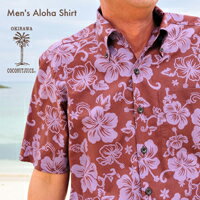アロハシャツの国内本場、沖縄生産　【COCONUT JUICE】hibiscus townメンズアロハシャツ（かりゆしウェア） LLサイズ　大きいサイズありクールビズにアロハシャツ！クールビズ/