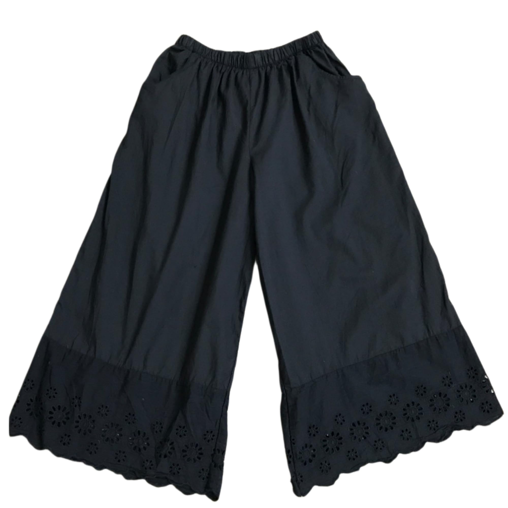 【送料無料】[KOEKOI] ペチコート レディース ペチパンツ フレアパンツ 静電気防止 透けない 透け防止 ロングパンツ インナー ショートシンプル 大きいサイズ <strong>ペチコート屋</strong> ショートパンツ下着 重ね着 9分丈 色：ブラック、サイズ：Free Size