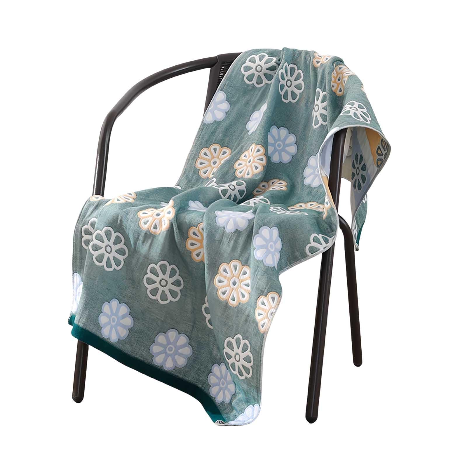 【送料無料】Tibemiガーゼ バスタオル 大判 四重綿ガーゼタオル 吸水タオル 速乾タオル 浴用タオル 体拭きタオル プールタオル 温泉タオル ビーチタオル 毛羽落ちしないバスタオル ふわふわ快適 通気性肌触り耐久性 バスタオル 業務用 家庭用 70*140cm 小花・深緑色