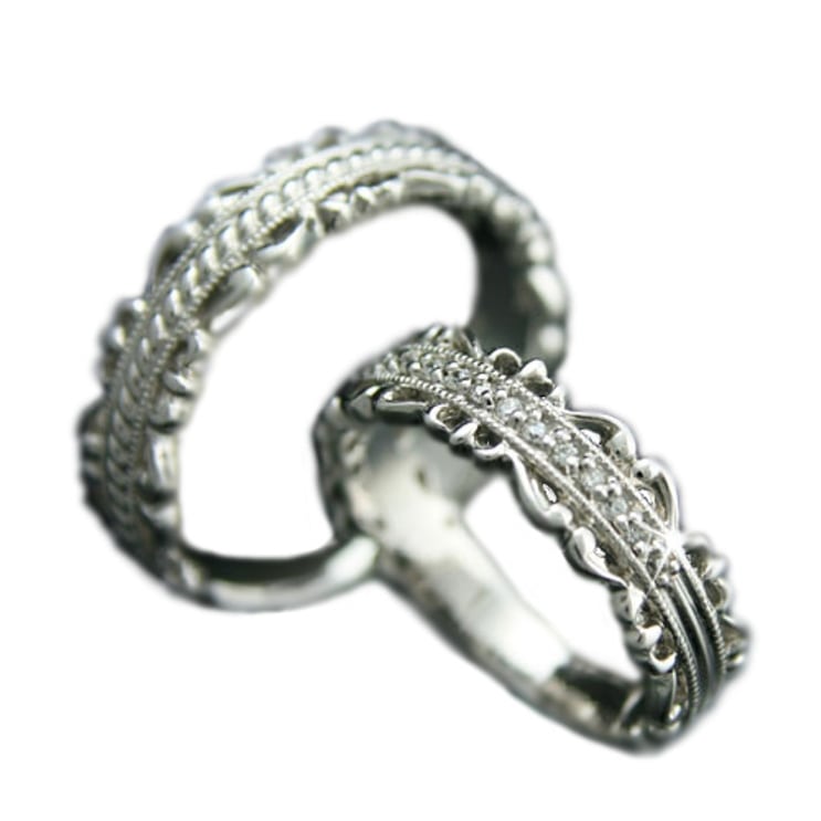 ペアリング シルバー リング2本セット 天然 ダイヤモンド マリッジリング 結婚指輪 日本…...:cococaru:10021326