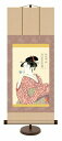 ● 喜多川歌麿『ビードロを吹く娘(軸装)』高精彩工芸画+手彩【SAK-KM2G6-001】・掛軸 掛け軸 新品 複製画 専用スタンド付 人物画 浮世絵