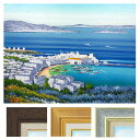 中島達幸 「青い海のエーゲ海 ミコノス」 F6号 油彩画 真筆 額入り 油絵 風景画 インテリア 肉筆画 ギリシャ リゾート地 海岸線