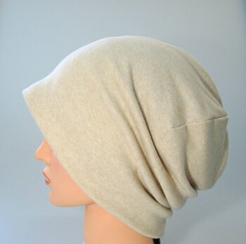 オーガニックパウダー　ベージュオレ　セミロング医療用帽子【メール便送料無料】　【抗がん剤副作用・脱毛・手術後用ケア帽子】