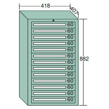 OS(大阪製罐):ミゼットキャビネット 13段 ライトグレー M12-6G