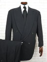 【ジョルジオアルマーニ GIORGIO ARMANI】 最高級 黒ラベル ストライプ柄 ダブル スーツ (メンズ) チャコールグレー size46 ◇MS2335◇ 【中古】