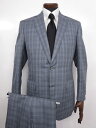 極美品 着用1回程度 【ブリオーニ Brioni】 超高級 MADISON 極上 シルク混 格子柄 スーツ (メンズ) ライトブルー系 size48 ◇MS2382◇ 【中古】