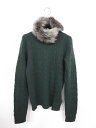 未使用品 【ラルフローレンブラックレーベル】ファー付 カシミヤ素材ケーブルニット 長袖 (レディース) sizeM グリーン系 ◇LN2156◇【中古】