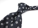 超美品 【フェンディ FENDI】 シルクネクタイ (メンズ) ~素敵なFFロゴ刺しゅう柄です♪~ ブラック系 ◇MM4756◇ 【中古】