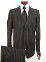 超美品 【ポールスミス Paul Smith】グアベロ生地 モヘヤ混 ストライプ柄 ウール シングル スーツ (メンズ) ブラック sizeL ★MS3138★ 【中古】