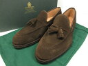 未使用 【クロケット&ジョーンズ CROCKETT&JONES】 Hyde ハイド スエードタッセルローファー (メンズ) 濃茶 size7.5 E377 紳士靴