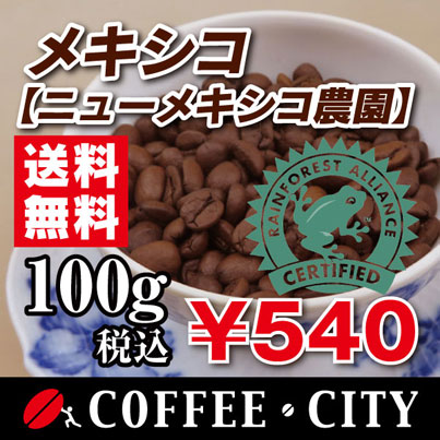 メキシコ（ニューメキシコ農園・レインフォレスト認証）100g【コーヒー豆】【珈琲豆】【コーヒー】【ストレートコーヒー】【SHG】ゆうパケット専用※日時指定できません