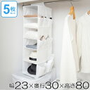 吊り下げ収納 6段 衣類 小物収納 幅23×奥行30×高さ80cm 5枚セット クローゼット収納 ( 送料無料 衣類 収納 整理 不織布 衣類整理 衣類収納 小物収納 小物整理 吊下げ収納 小物 パイプハンガー 吊るす 吊るせる 洋服 )【4500円以上送料無料】