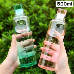 ウォーターボトル 500ML 水筒 ガラス 目盛り付き <strong>ドリンクメイト</strong> ボトル ボトルホルダー ガラスボトル タイムマーカー 携帯便利 漏れ防止 子供 キッズ 直飲み 女の子 おしゃれ スポーツ かわいい 女子 大人 プラスチック スポーツボトル 部活 通学通勤