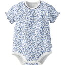 半袖ボディT シャツ(ブルーフラワー) | ブルー ロンパース ボディスーツ 半袖 70cm 80cm 90cm 女の子 春 夏 おしゃれ 可愛い 赤ちゃん ベビー 子供服 コンビミニ