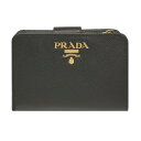 プラダ 財布 1ML018 PRADA L字ミディアムジップ財布 サッフィアーノ ネロ カーフブラック アウトレット