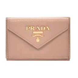 プラダ 財布 1MH021 PRADA 三つ折り 小銭入れ付き GLロゴ VITELLO GRAIN CIPRIA チプリア カーフパウダーピンク ゴールド金具 アウトレット 新品