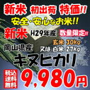 ★新米 初出荷特価!! 数量限定 送料無料★新米 H29年産 岡山県産 キヌヒカリ玄米30kg or 白米 27kg